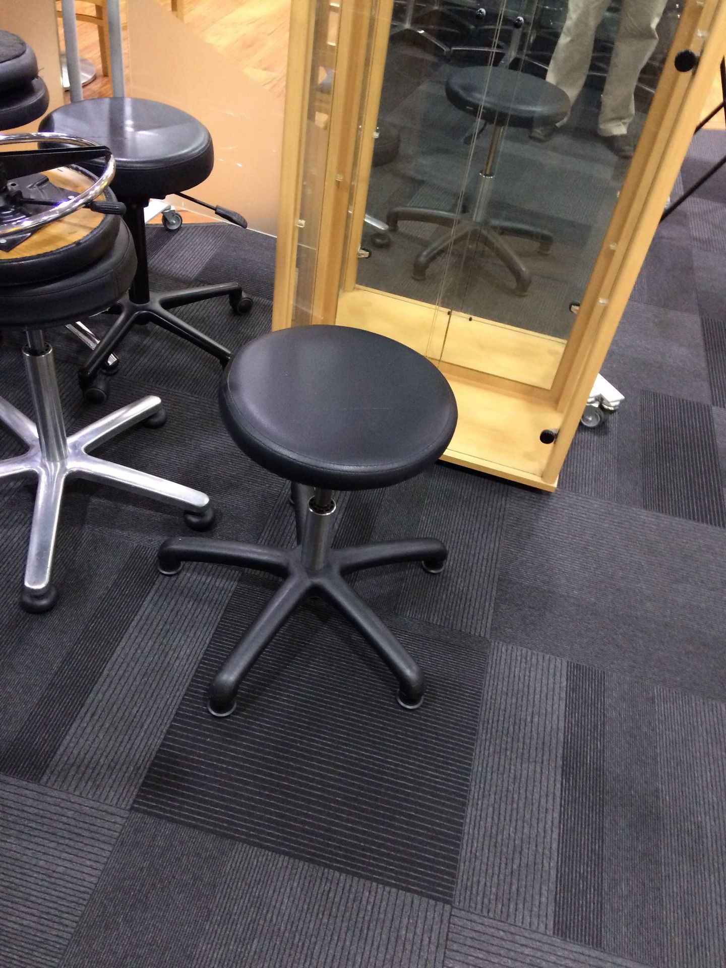 2 x Black/chrome stools ( leather)