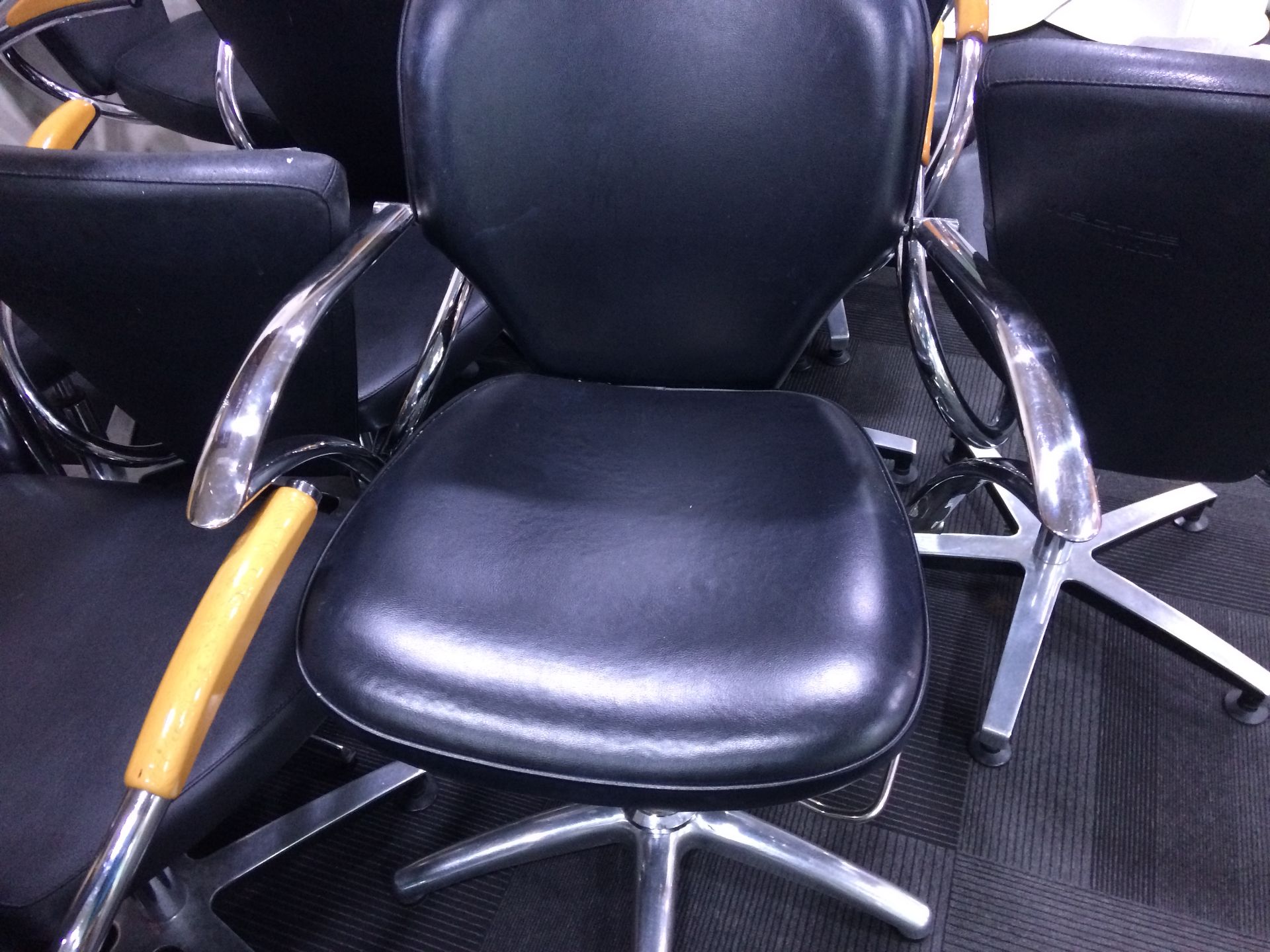 2 x Black / chrome beauty salon chairs ( Leather )