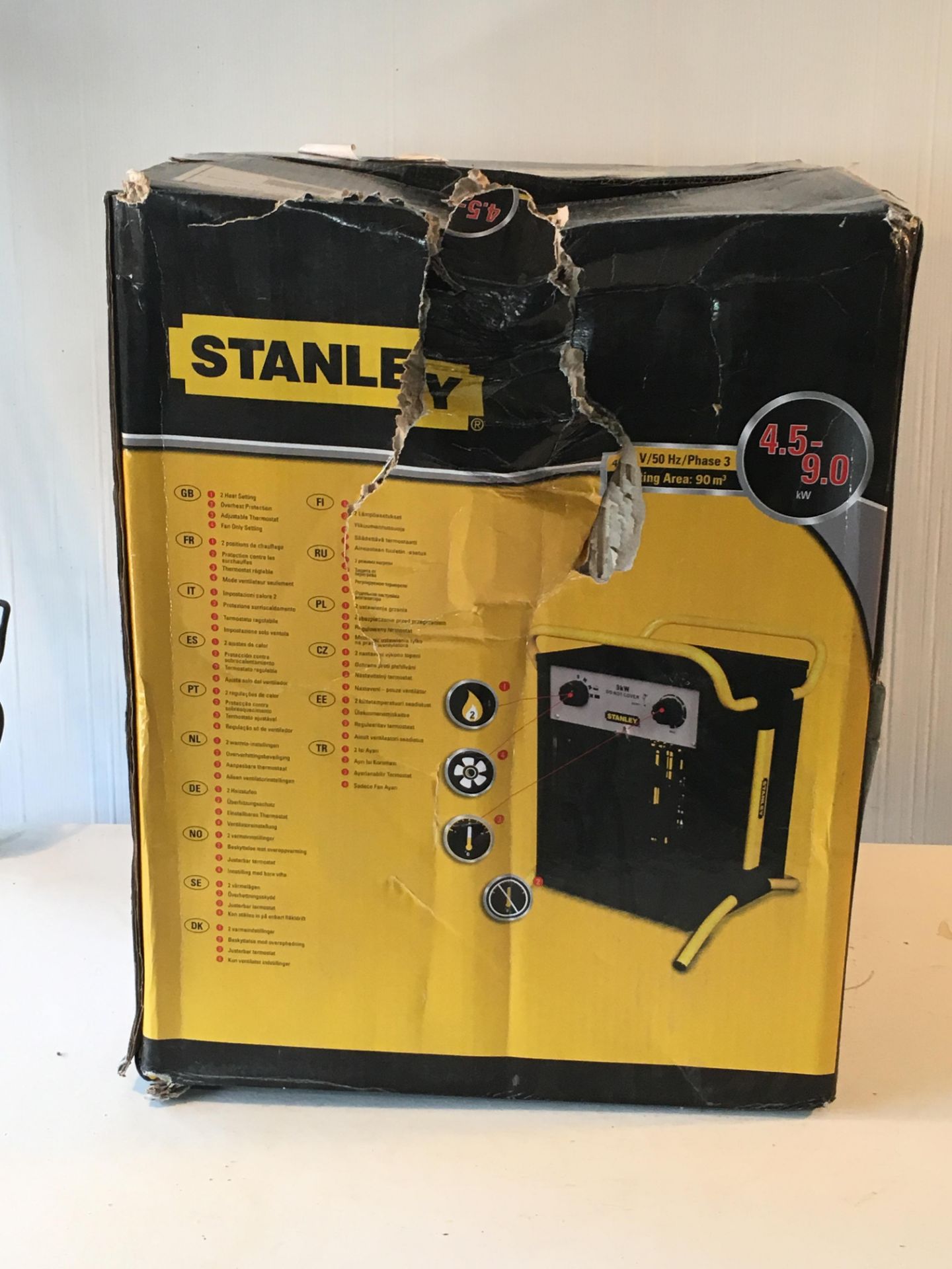 Damaged Box Stanley ST-09-400-E 55/4500/9000W 3 Phase Electric Fan Heater - Image 3 of 8