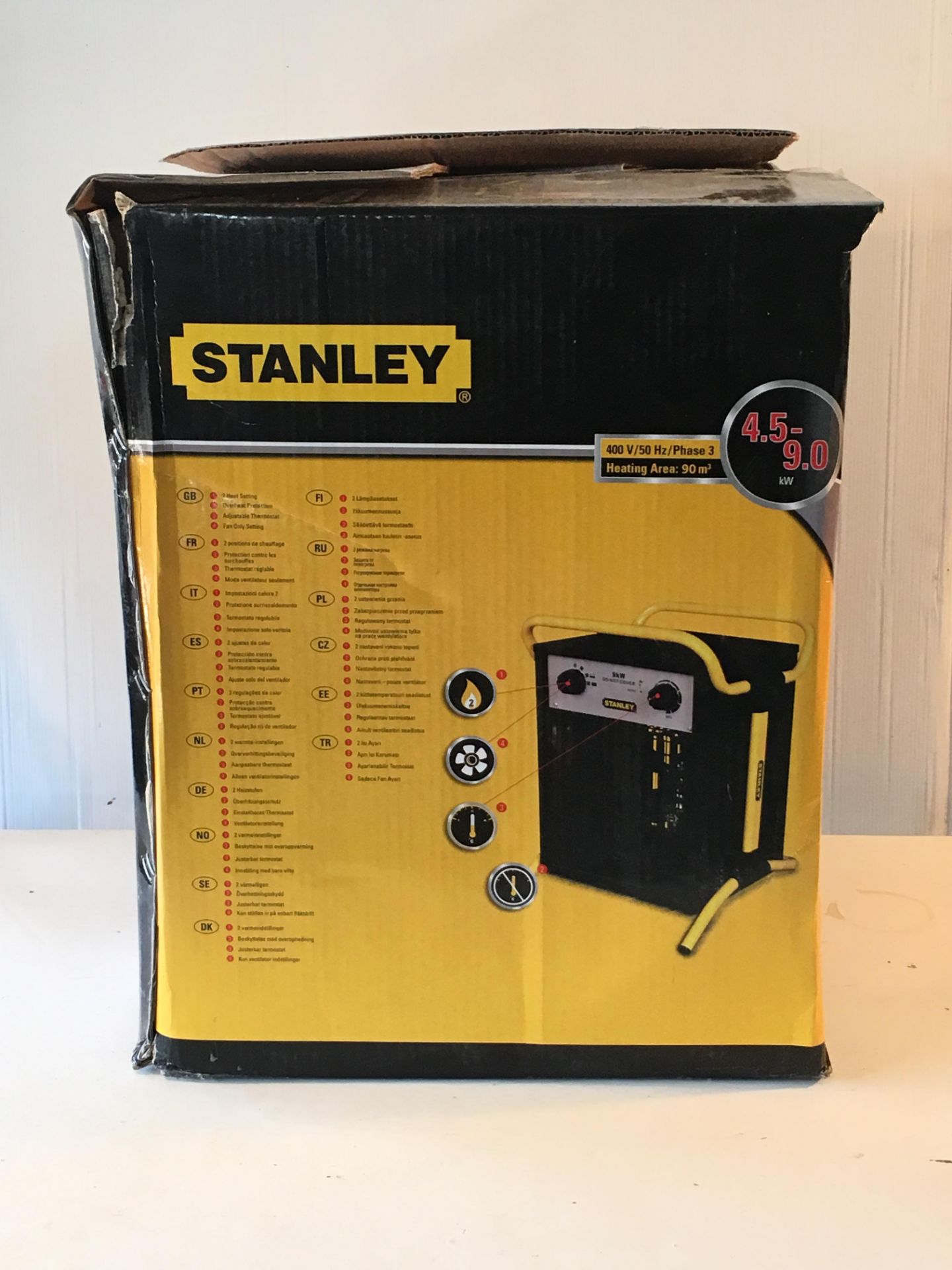 Damaged Box Stanley ST-09-400-E 55/4500/9000W 3 Phase Electric Fan Heater - Image 3 of 8