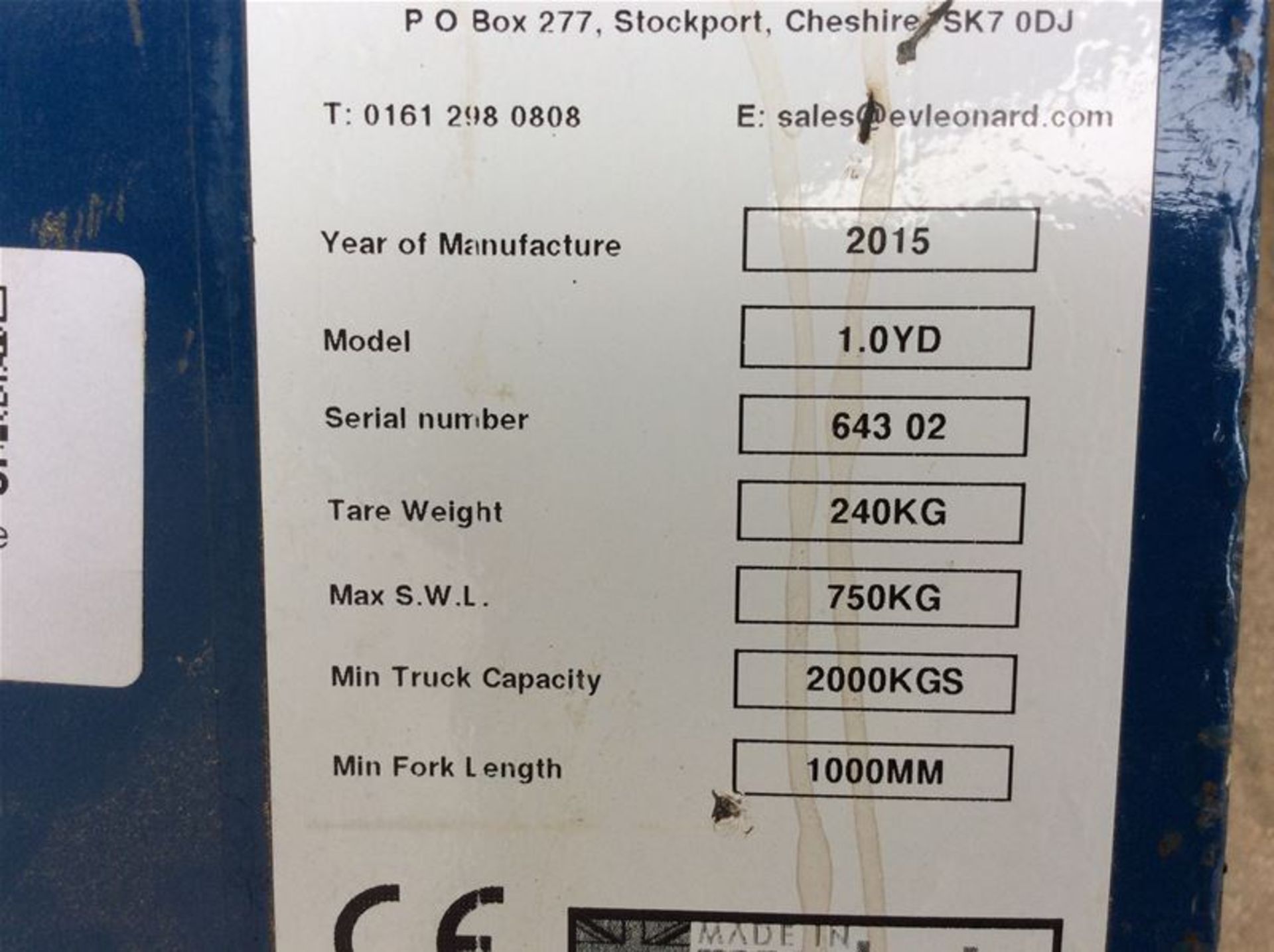 LEONARD 750KG SELF TIPPING SKIP - Image 3 of 3