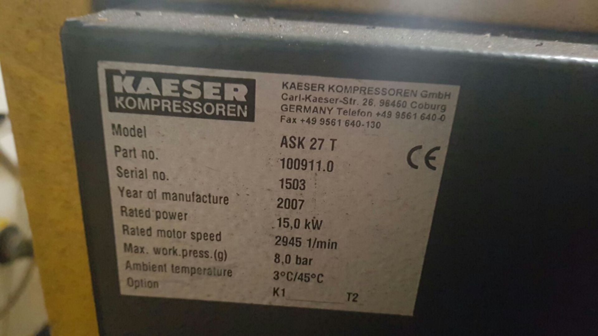 Kaeser HPC Ask 27 T Compressor NO RESERVE - Image 6 of 6