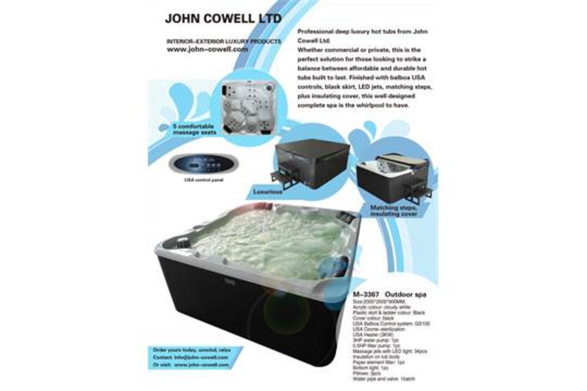 HIGH QUALITY NEW PACKAGED 2016 HOT TUB, MATCHING STEPS, SIDE, INSULATING COVER, TOP USA RUNNING GEAR - Image 4 of 4