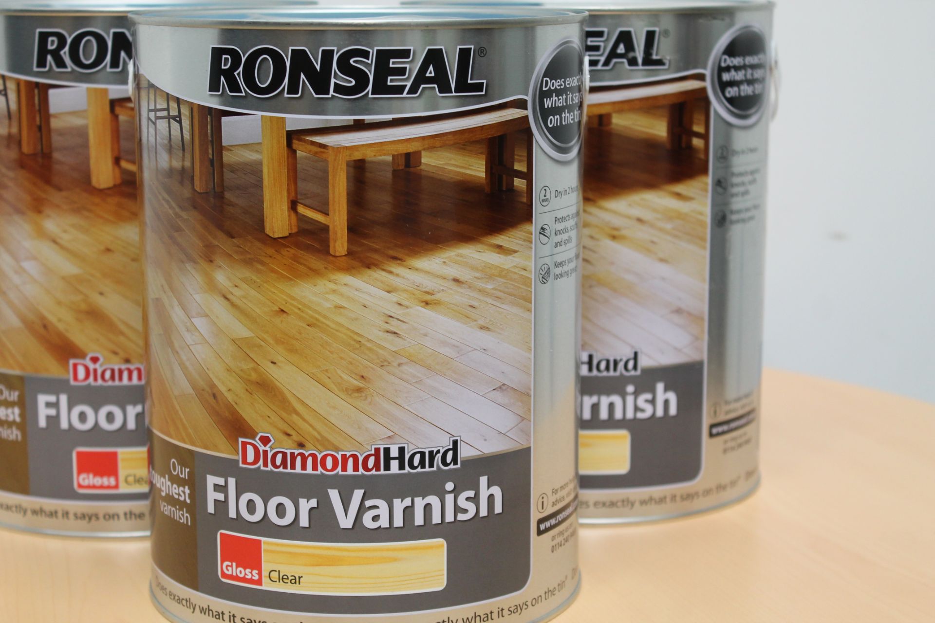 5 x 5L Ronseal Diamond Hard Floor Varnish (Gloss Clear) - Bild 2 aus 2