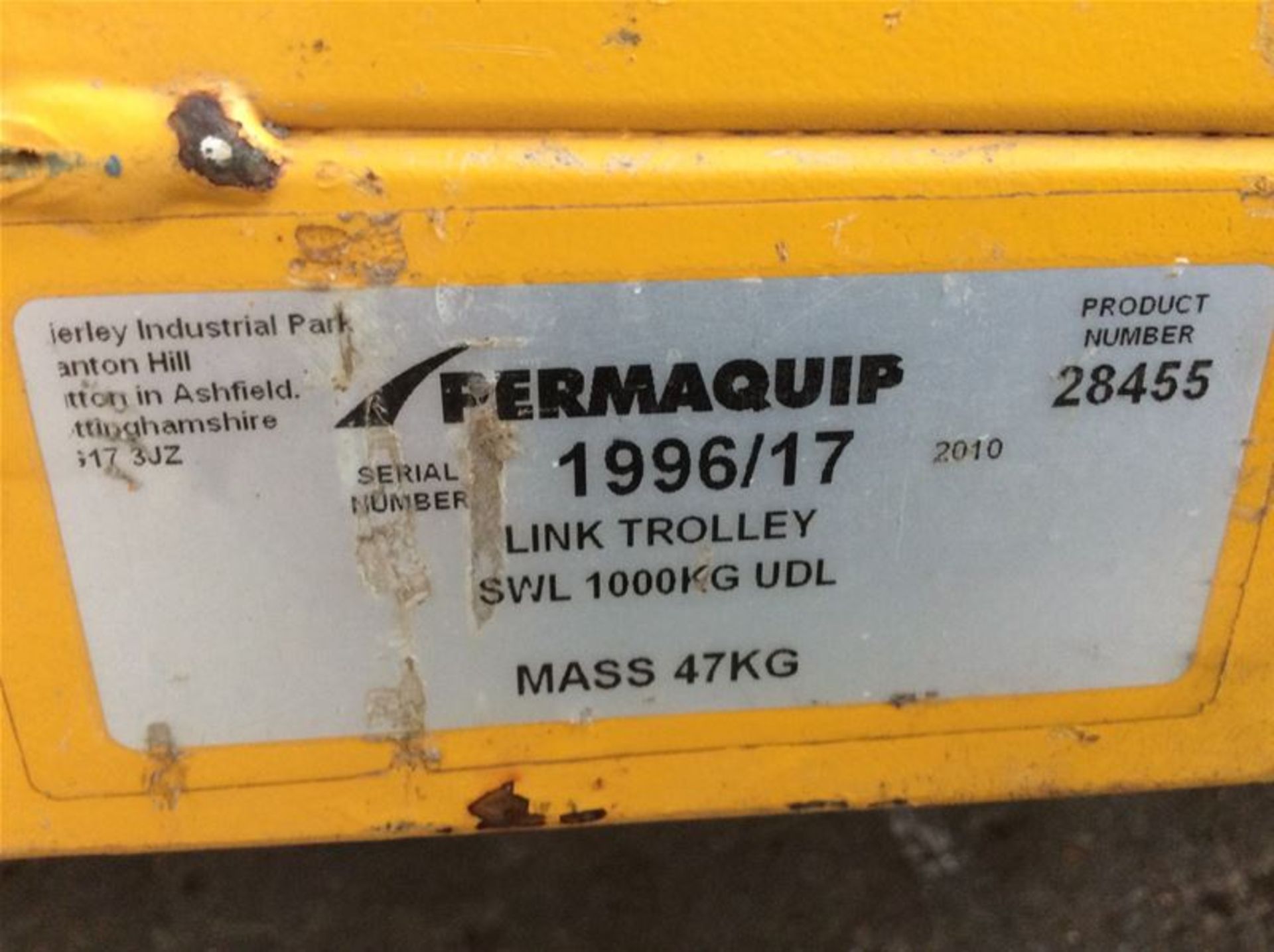 PREMAQUIP GROUP ENG INSULATED RAIL TROLLEY - SWL 1T UDL - Bild 2 aus 2