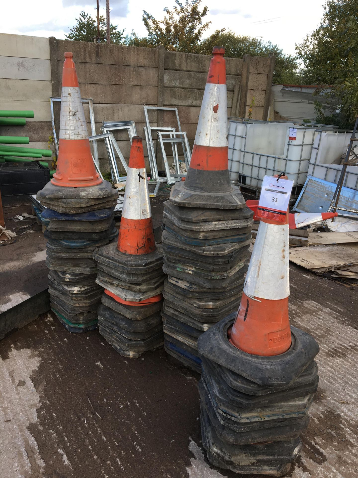 Quantity of orange traffic cones (approx. 60)