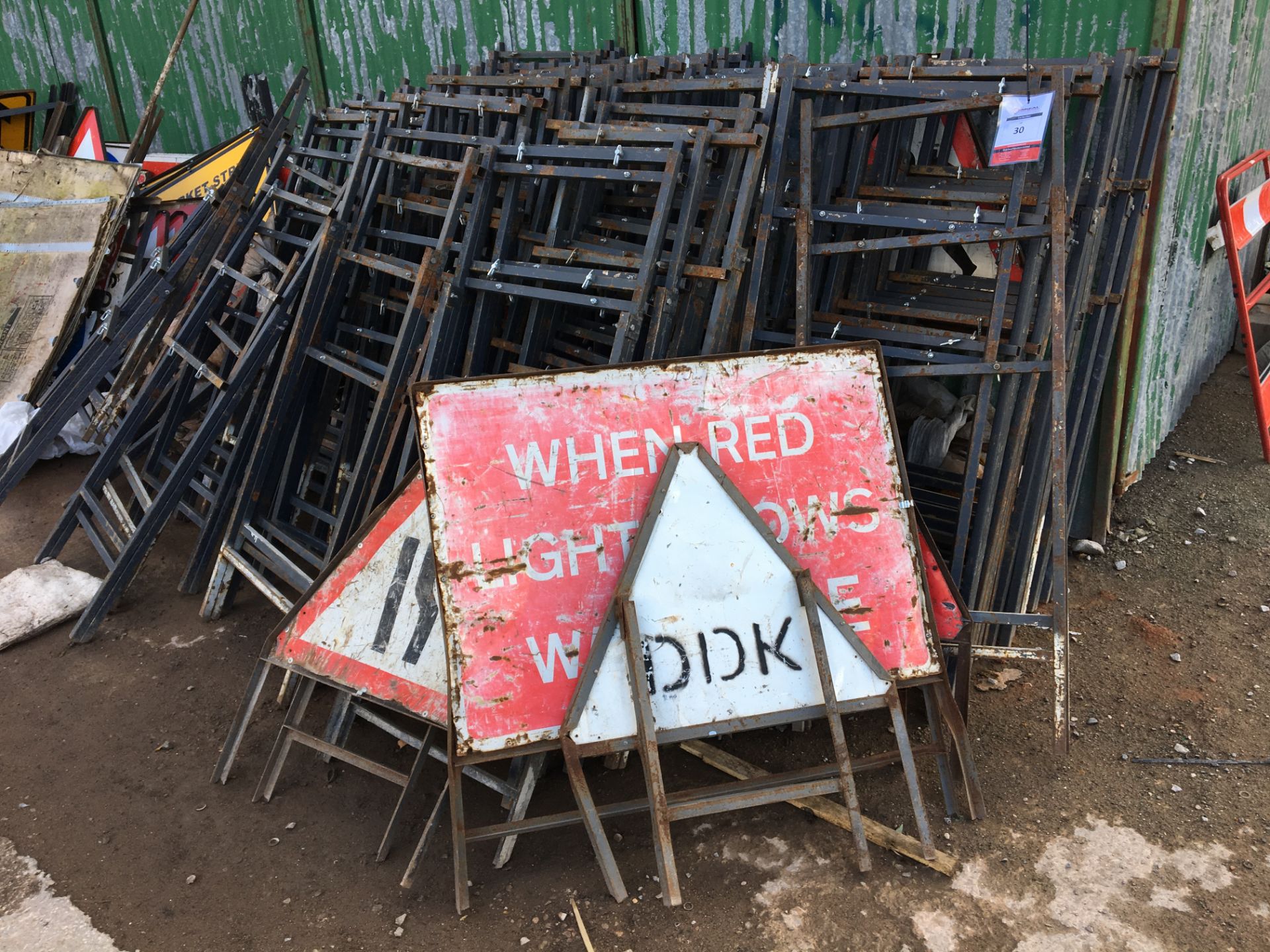 Quantity of road signs & metal sign frames (approx. 50)