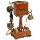 French "Grammont" Table Telephone, c. 1919 Systeme "Eurieult", type 10, wooden box on walnut