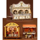 Models of Ball-Toss Stand, Fish Parlor and Fairground Sweets Sales Wagon Fairground stands, made