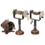 Electric Motor and 2 Armature Models, c. 1910 1) DC motor, open construction, cast-metal housing,