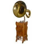 "Gigant" Large Saloon Gramophone, c. 1910 Curved art-nouveau case, disc storage in the lower part,