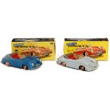 2 "Distler Porsche" Tin Toy Cars, c. 1955 Johann Distler, Nuremberg. Electro Matic 7500 model,