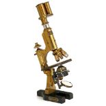 Messter Universal Bacteria Microscope with Eyepiece Turret, c. 1870 Signed on plaque on the tube "