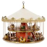 Electric-driven 2-Floor Horse Carousel Wood, fabric and metal, 16 carved wood horses, 7 coaches