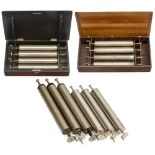 14 Interchangeable Cylinders for Swiss Musical Boxes, c. 1890 All nickeled. 1) 6 cylinders, probably