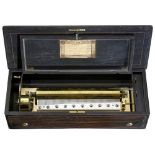 Mandolin Musical Box by Langdorff, c. 1875 Bass end of cylinder inscribed (indistinctly) 65181, G