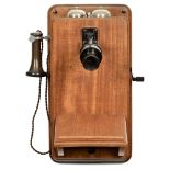 British GPO-W32 Wall Telephone 3-part induction coil, double bell, Bell-type earphone, moveable