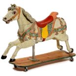 Early Carousel Horse, c. 1900 Hand-carved wood, inset mirrors and glass eyes, real horse hair