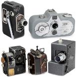 5 Filmkameras 1) Siemens Registrier, um 1955. Siemens & Halske Berlin. Filmkamera für 16mm-Film in