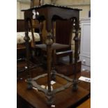 A sewing stand in Jacobean style, early 20th Century & A stained mahogany serpentine fronted side