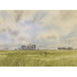Albany Wiseman (1930- )'Royal Cinque Ports Golf Club - The Club House from the 2nd Fairway'