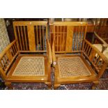 Two caned chairs, in the manner of library bergere