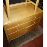 A 1920's maple chest; and a caned stool