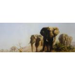 David Shepherd (British, b.1931)'Elephants and Egrets'Limited edition print no. 659/1300Signed in