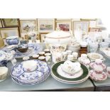 A quantity of decorative ceramics to include Goode & Co. coffee cans, blue and white meat dish,