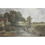 A quantity of decorative prints to include two hunting scenes and a colour print of a landscape,