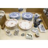 A quantity of ceramics to include Ironstone china blue and white plates, floral decorated bowls etc