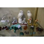 A quantity of hardstone, porcelain and glass animal models