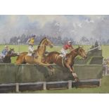 George Holloway (British 1883-1976) (Bristol Savages)Horse racingWatercolours, a pairSigned 25cm x