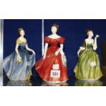 Three Royal Doulton figures 'Fleur', 'Melanie' and 'Winsome'