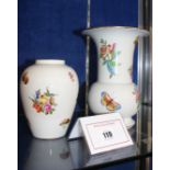 A Herend vase, baluster shaped, Queen Victoria pattern, 21.5cm and another Herend vase, tapered,