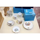 A quantity of commemorative ware, a Coalport boxed pedestal vase (one af) etc