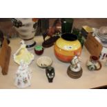 A quantity of decorative ceramics and glassware to include Carlton Ware, figurines etc