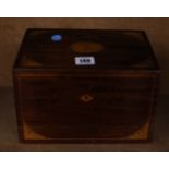 Mahogany and marquetry stationery box in George III style and a mantel clock (2)