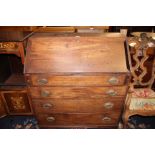 A late George III mahogany bureau with four long drawers 92cm wide
