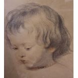 A colour print, a head and shoulders portrait of a boy, 25cm x 21cm