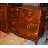 A George III mahogany chest with two short and three long drawers on splayed legs bearing stamp 'H.