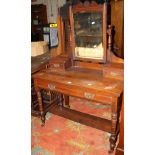 A late Victorian walnut dressing table with mirror back 110cm wide