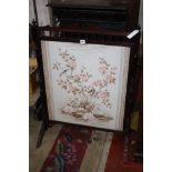 An Edwardian mahogany firescreen together with a gilt Victorian style example with tapestry panel