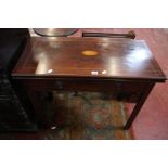 A late George III mahogany and inlaid card table with a frieze drawer 86cm wide