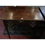 A 19th Century oak lowboy with three drawers with turned tapering legs 78cm wide