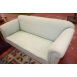 An early 20th Century sofa with green upholstery 186cm wide and an early 20th Century sofa with blue