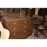 An Art Deco oak dressing table, chest and stool 130cm wide