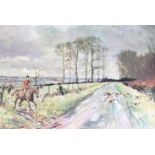 Michael Lyne'The Belvoir Running Away from Goadby Gorse'Colour printSigne din pencil in the