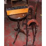 A mixed lot of furniture to include a mahogany tripod table, toilet mirror, a Welsh oak chair,