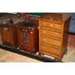 A 20th Century small chest of drawers, late 19th Century carved walnut purdonium, and coal scuttle